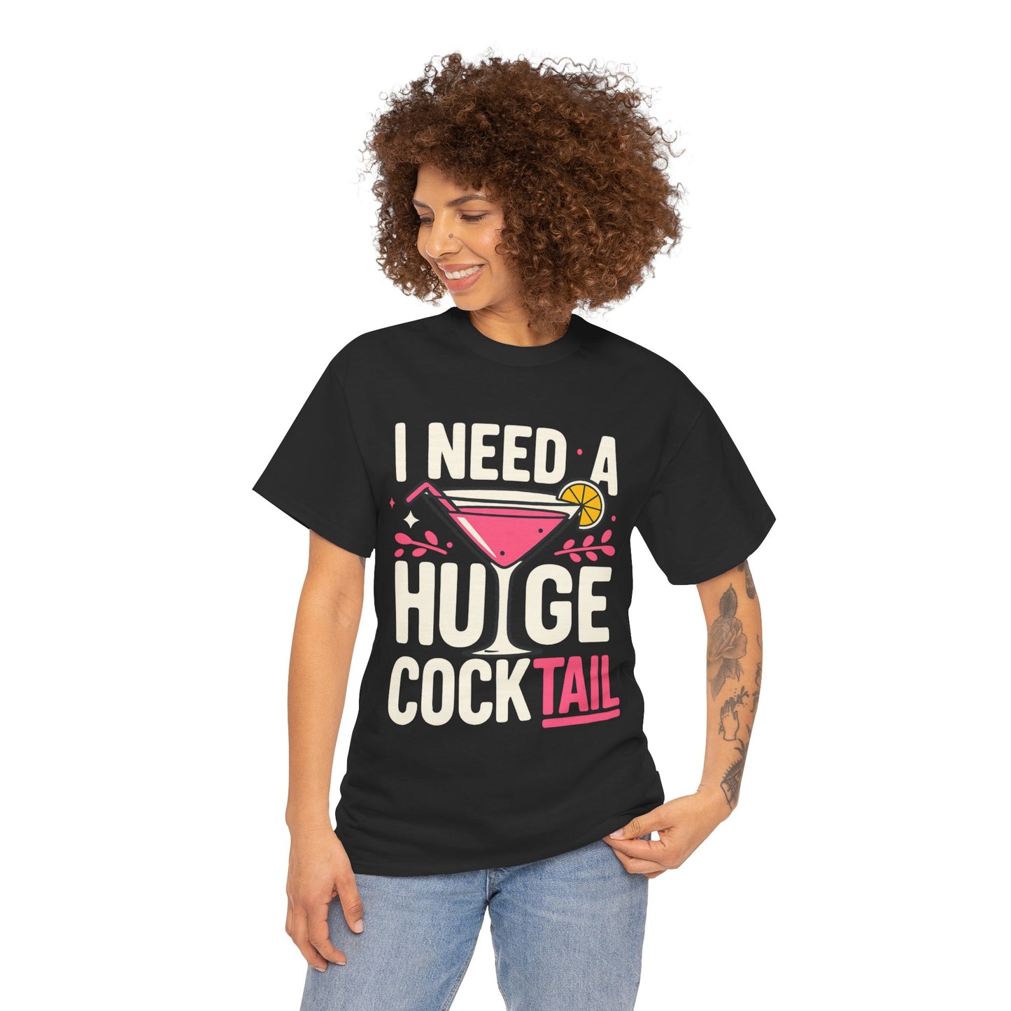 Fun Cocktail Vibes Tee, I Need a Huge Cocktail Shirt, Unisex Graphic T-Shirt, Summer Party Top, Gift for Cocktail Lovers